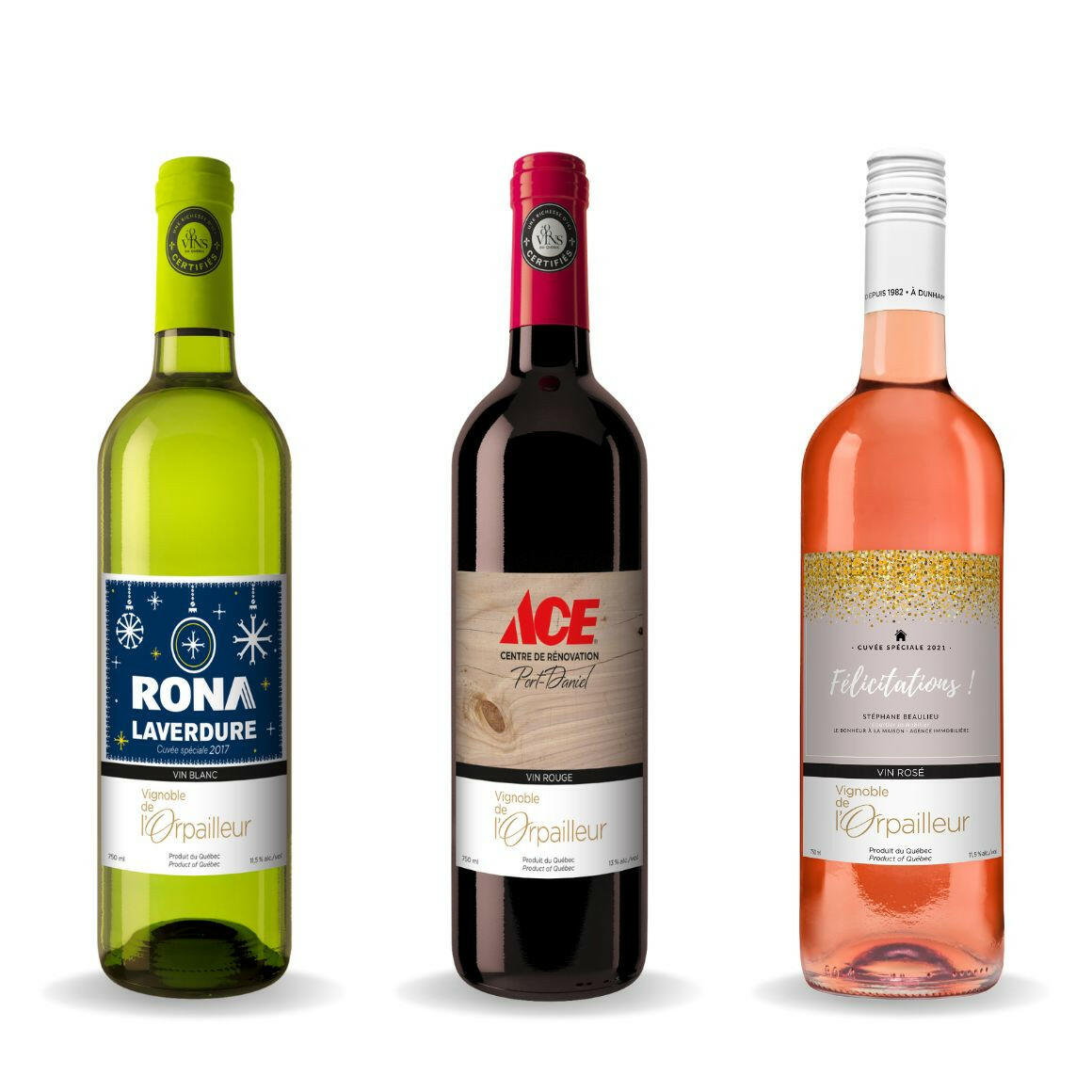 Bouteilles personnalisées.
